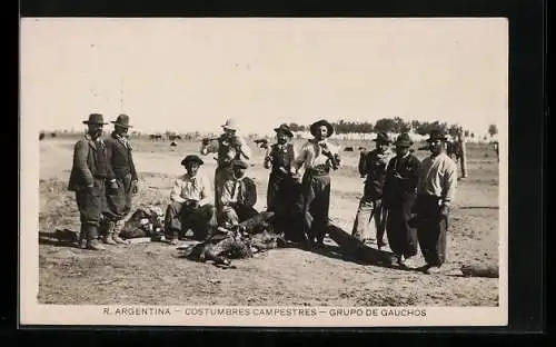 AK Argentina, Costumbres Campestres, Grupo de Gauchos