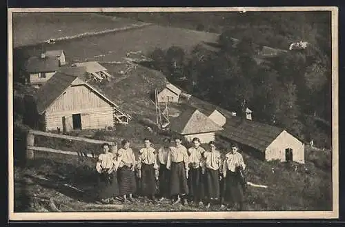 AK Jasina, Ortsansicht, ukrainische Trachten