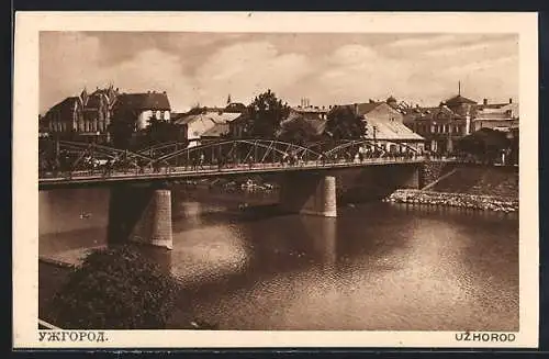 AK Uzhorod, Ortsansicht hinter Flussbrücke
