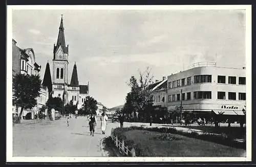 AK Mukacevo, Ortspartie mit Kirche