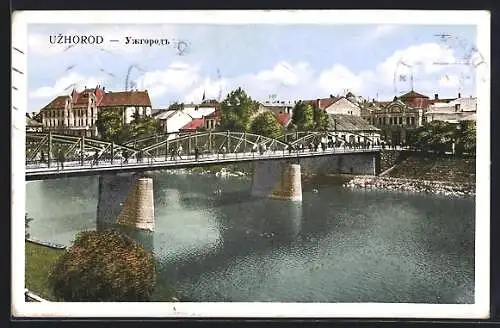 AK Uzhorod, Ortsansicht hinter Flussbrücke