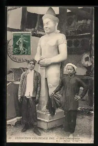 AK Exposition Coloniale 1907, Idole Cambodgienne