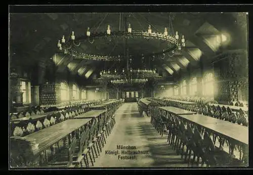 AK München, Festsaal im Königlichen Hofbräuhaus