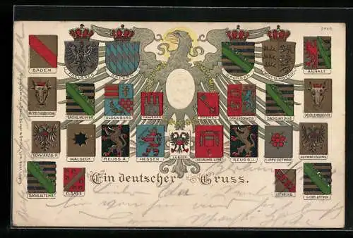 Künstler-AK Bruno Bürger & Ottillie Nr., verschiedene Wappen, Adler