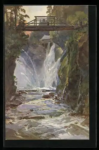 Künstler-AK Edward Theodore Compton: Badgastein, Schreckbrücke