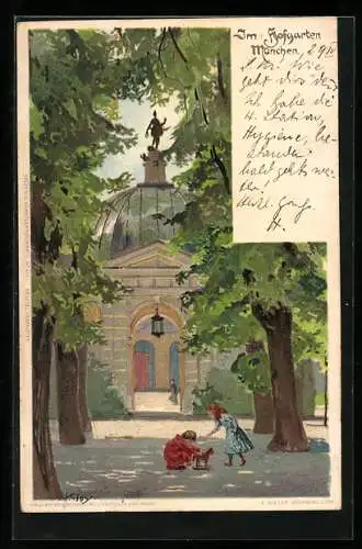 Künstler-AK Heinrich Kley: München, Im Hofgarten