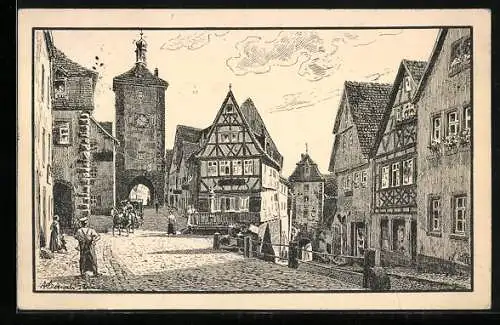 Künstler-AK Rothenburg / Tauber, Am Plönlein