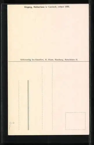 Künstler-AK Hamburg-Curslack, Eingang Hufnerhaus erbaut 1663