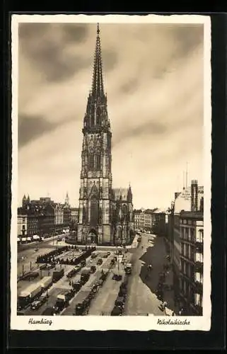 AK Hamburg, Autos vor der Nikolaikirche