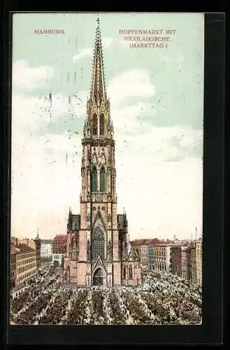 AK Hamburg, Hopfenmarkt mit Nicolaikirche