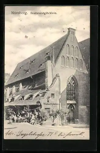 AK Nürnberg, Restaurant Bratwurstglöcklein mit Besuchern