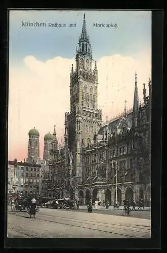 AK München-Au, Rathaus und Marienplatz