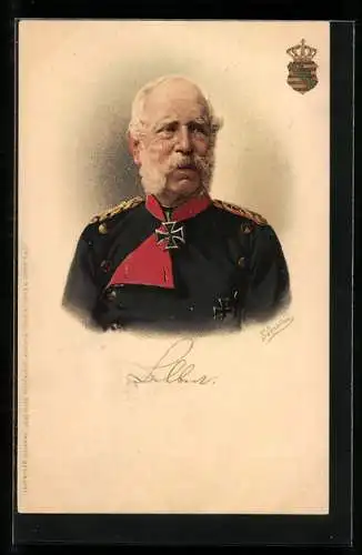 Künstler-AK E. A. Donadini: Portrait König Albert von Sachsen in Uniform