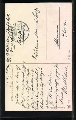 Künstler-AK P. O. Engelhard (P.O.E.) unsign.: Kleiner deutscher Soldat skandiert Gloria Viktoria!