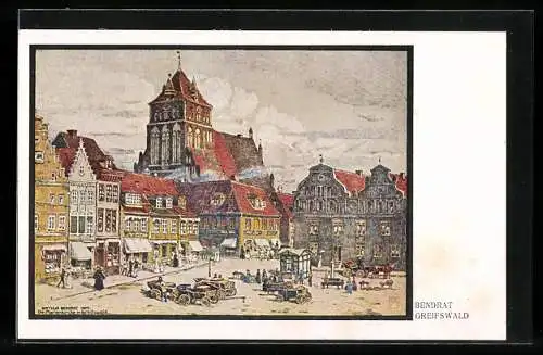 Künstler-AK Greifswald, Marktplatz