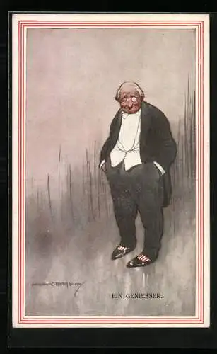 AK The Optimist Mann in Frack mit Monokel