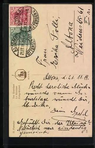 Künstler-AK sign. G. Flatscher: Engel mit Blumenkorb