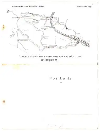 Klapp-AK Herrnskretschen a. d. Elbe, Hotel und Restaurant Deutsches Haus v. Josef Clar, Wegkarte