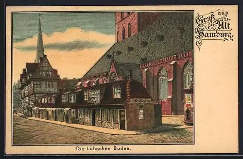 Lithographie Alt-Hamburg, Die Lübschen Buden