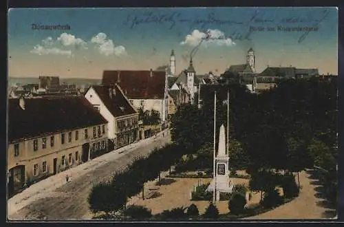 AK Donauwörth, Strassenpartie mit Kriegerdenkmal