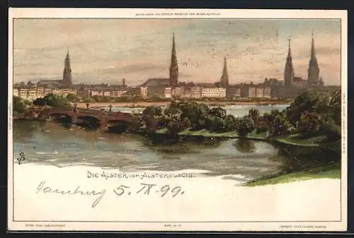 Künstler-AK Carl Biese: Hamburg, Die Alster vom Alsterglacis