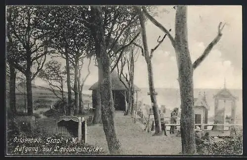 AK Graal i. M., Ostseebad, Aufgang zur Landungsbrücke