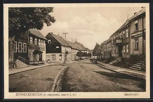 AK Benneckenstein, Strassenpartie in der Oberstadt, Hotel Kronprinz