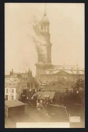 AK Hamburg-Neustadt, Der Brand der grossen Michaeliskirche 1906