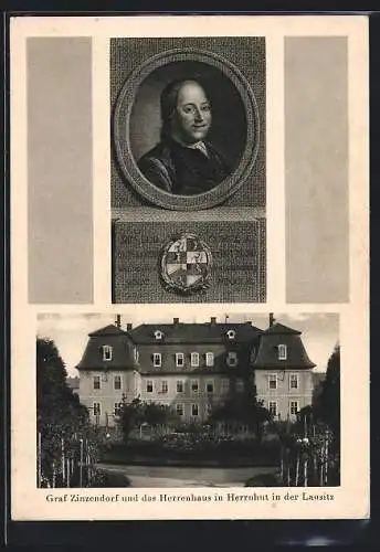 AK Herrnhut, Garf Zinzendorf und das Herrenhaus