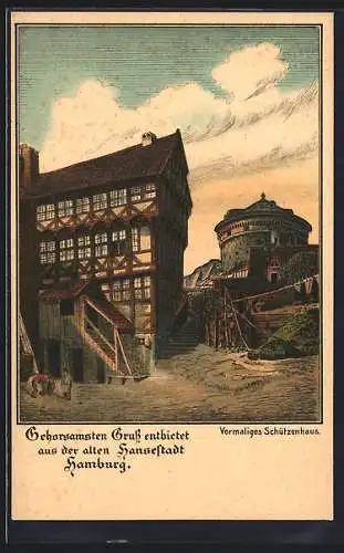 Lithographie Alt-Hamburg, Vormaliges Schützenhaus