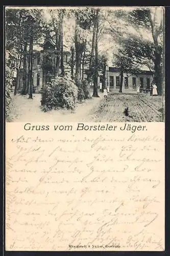 AK Borstel, Gasthaus Borsteler Jäger von der Strasse aus