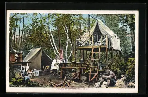 AK Masten Lake, NY, Family on a Camping trip