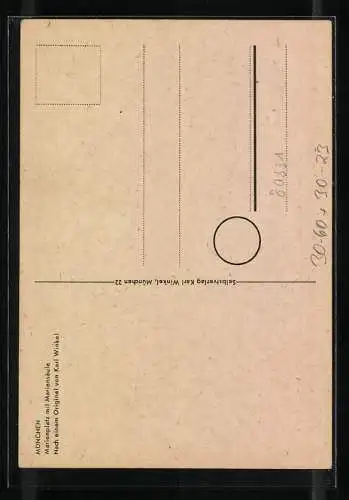 Künstler-AK Bayerische Hemikehrer-Tagung 1949, Interessengemeinschaft der ehem. dt. Kriegsgefangenen, Marienplatz