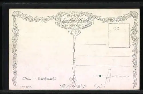 Künstler-AK Wien, Szene auf dem Naschmarkt