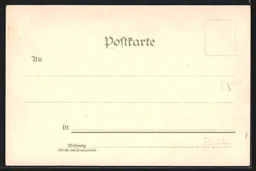 Lithographie Berlin-Schöneberg, Kaiser Wilhelm Denkmal, Blick zum Rathaus