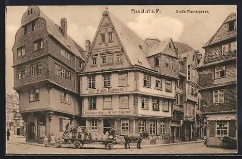 AK Alt-Frankfurt, Grosse Fischergasse mit Restauration zur Stadt Darmstadt