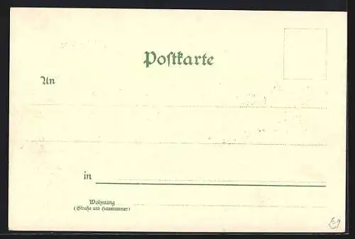 Lithographie Würzburg, Mainbrücke mit Festung, Mann mit Tablett