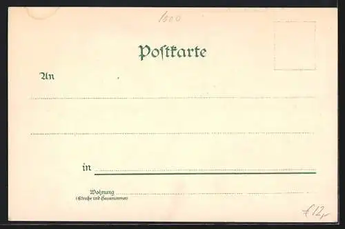 Lithographie Treptow, Gasthaus Abtei von Gust. Busekow