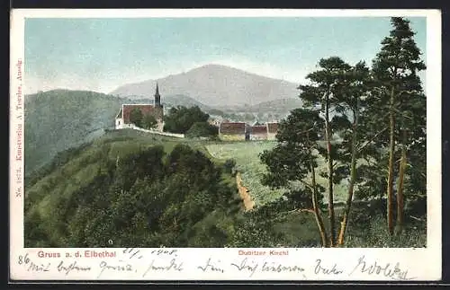 AK Salesel / Dolni Zalezly, Durbitzer Kirchl im Elbtal