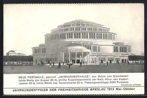 AK Breslau, Jahrhunderthalle der Freiheitskriege 1913