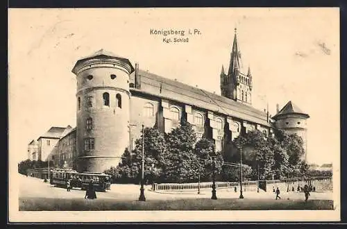 AK Königsberg, Kgl. Schloss, Strassenbahn