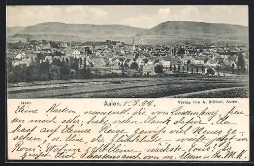 AK Aalen, Ortsansicht mit Feldern