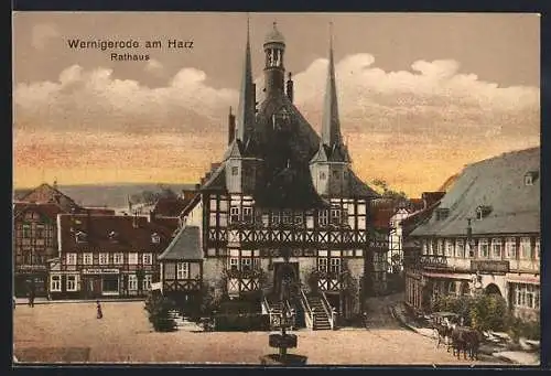 AK Wernigerode am Harz, Rathaus mit Gasthaus