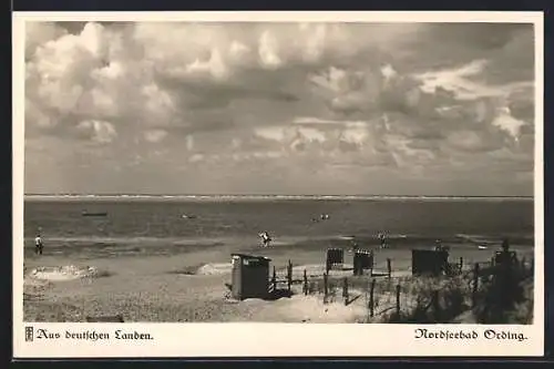 AK Ording, Nordseebad, Der Übergang zur Sandbank bei Flut