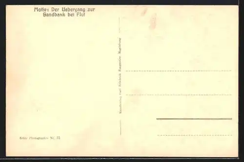 AK Ording, Nordseebad, Der Übergang zur Sandbank bei Flut