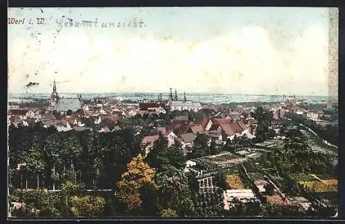 AK Werl i. W., Gesamtansicht mit Kirche