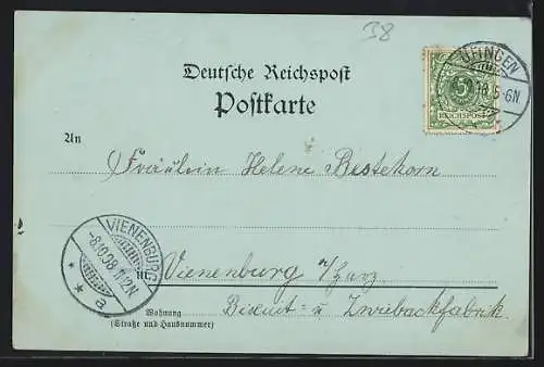 Mondschein-AK Wildemann /Harz, Teilansicht mit Strassenpartie