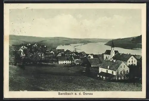 AK Sandbach a. d. Donau, Teilansicht mit Kirche