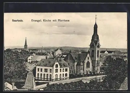 AK Saarlouis, Evangel. Kirche mit Pfarrhaus