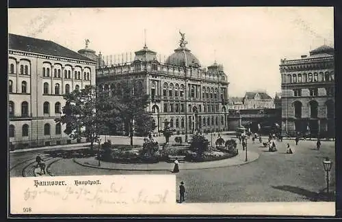 AK Hannover, Hauptpost mit Brunnen